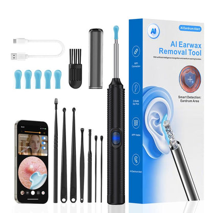 AI Ear Wax Removal Kit with 1080P HD Camera, AI Eardrum Alert, 6-Axis Gyroscope, Waterproof Lens, 230Mah Battery, 8-Piece Ear Cleaning Set, Ios & Android, FSA/HSA Eligible