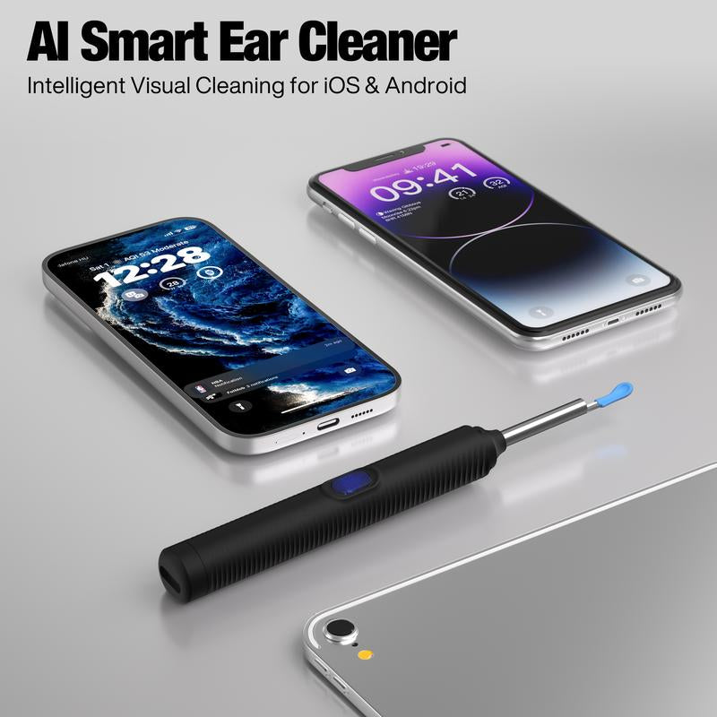AI Ear Wax Removal Kit with 1080P HD Camera, AI Eardrum Alert, 6-Axis Gyroscope, Waterproof Lens, 230Mah Battery, 8-Piece Ear Cleaning Set, Ios & Android, FSA/HSA Eligible