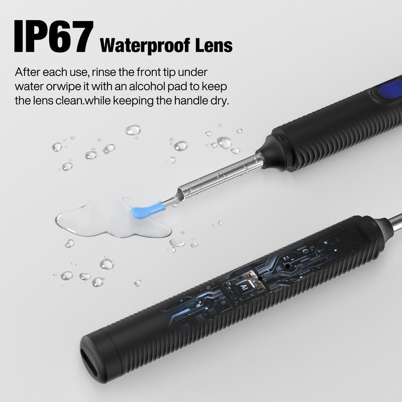 AI Ear Wax Removal Kit with 1080P HD Camera, AI Eardrum Alert, 6-Axis Gyroscope, Waterproof Lens, 230Mah Battery, 8-Piece Ear Cleaning Set, Ios & Android, FSA/HSA Eligible