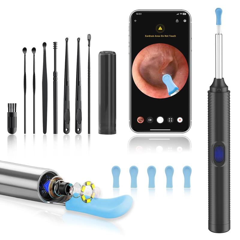 AI Ear Wax Removal Kit with 1080P HD Camera, AI Eardrum Alert, 6-Axis Gyroscope, Waterproof Lens, 230Mah Battery, 8-Piece Ear Cleaning Set, Ios & Android, FSA/HSA Eligible