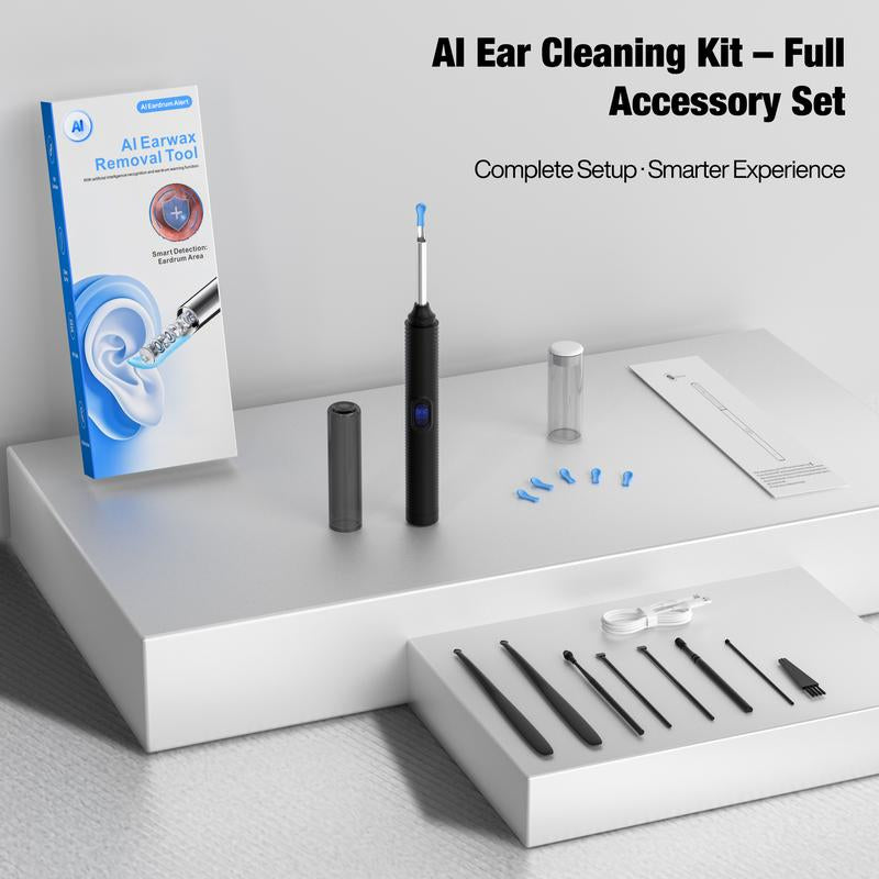 AI Ear Wax Removal Kit with 1080P HD Camera, AI Eardrum Alert, 6-Axis Gyroscope, Waterproof Lens, 230Mah Battery, 8-Piece Ear Cleaning Set, Ios & Android, FSA/HSA Eligible